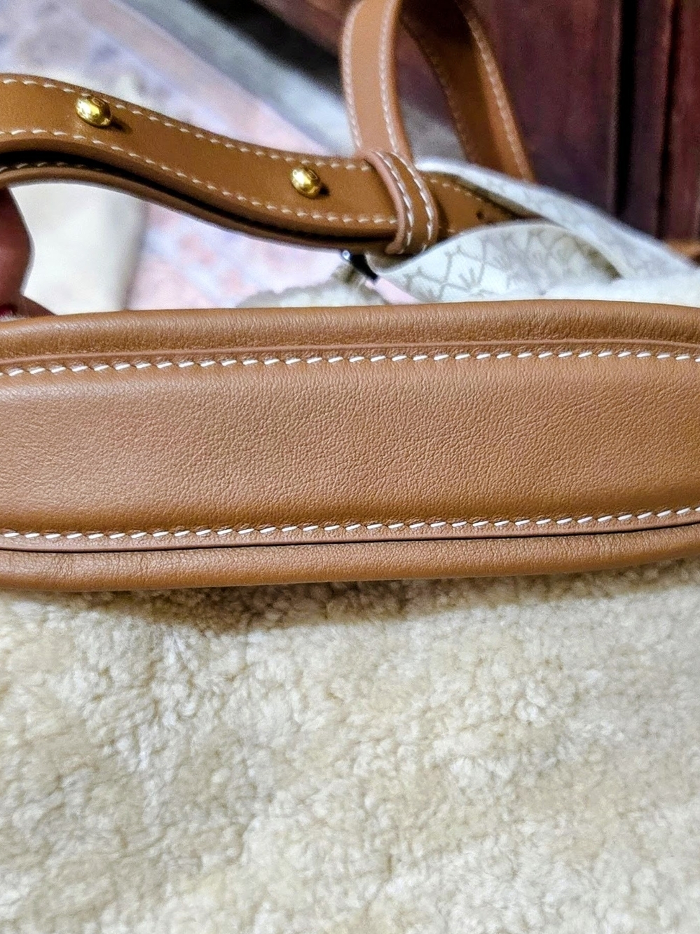 Songmont Amber Shearling Gather Clutch Set Small NWT Luxury Wool Leather - Picture 6 of 14